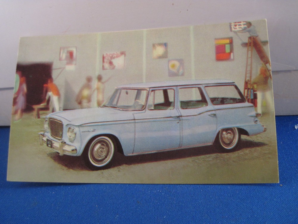 1961 Studebaker  4dr Wagon   mint orig factory postcard **