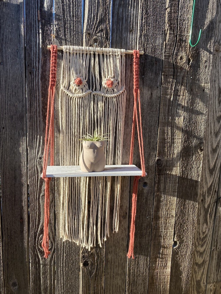 Macrame Shelf Female Fiber Art