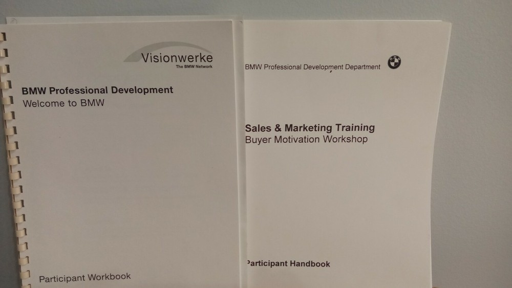 1993 BMW Professional Development Sales & Marketing Training Handbook Workbook