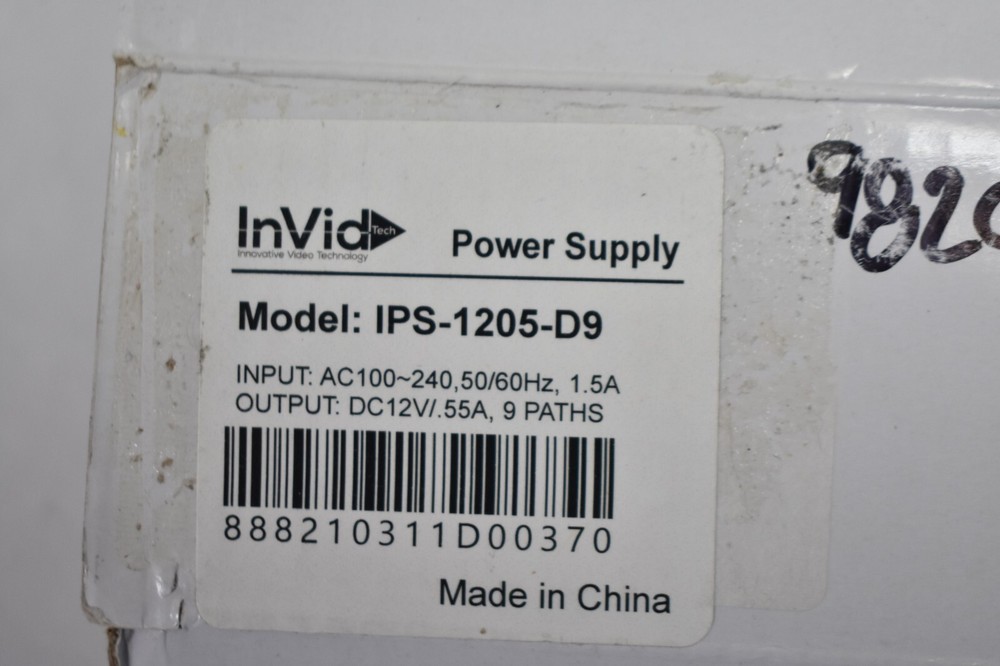 InVid Power Supply Box Enclosure Universal AC Input Range IPS-1205-D9 LED