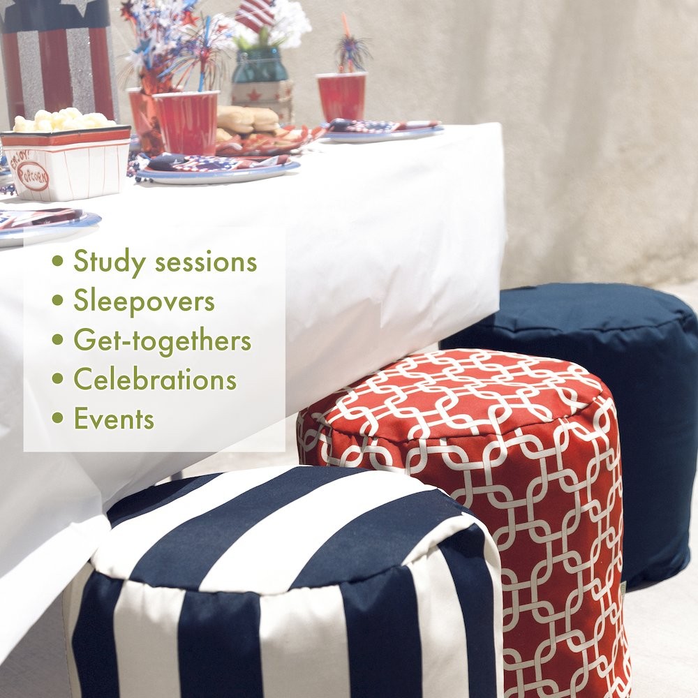 Majestic Home Goods Pouf Vertical Stripe Navy
