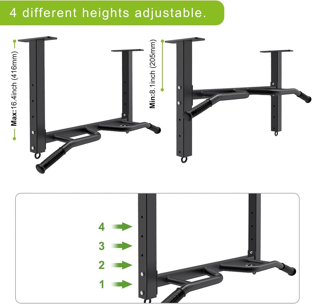 Kipika 32" Ceiling Mounted Pull Up Bar - Heavy Duty, Highly Adjustable, Multifun