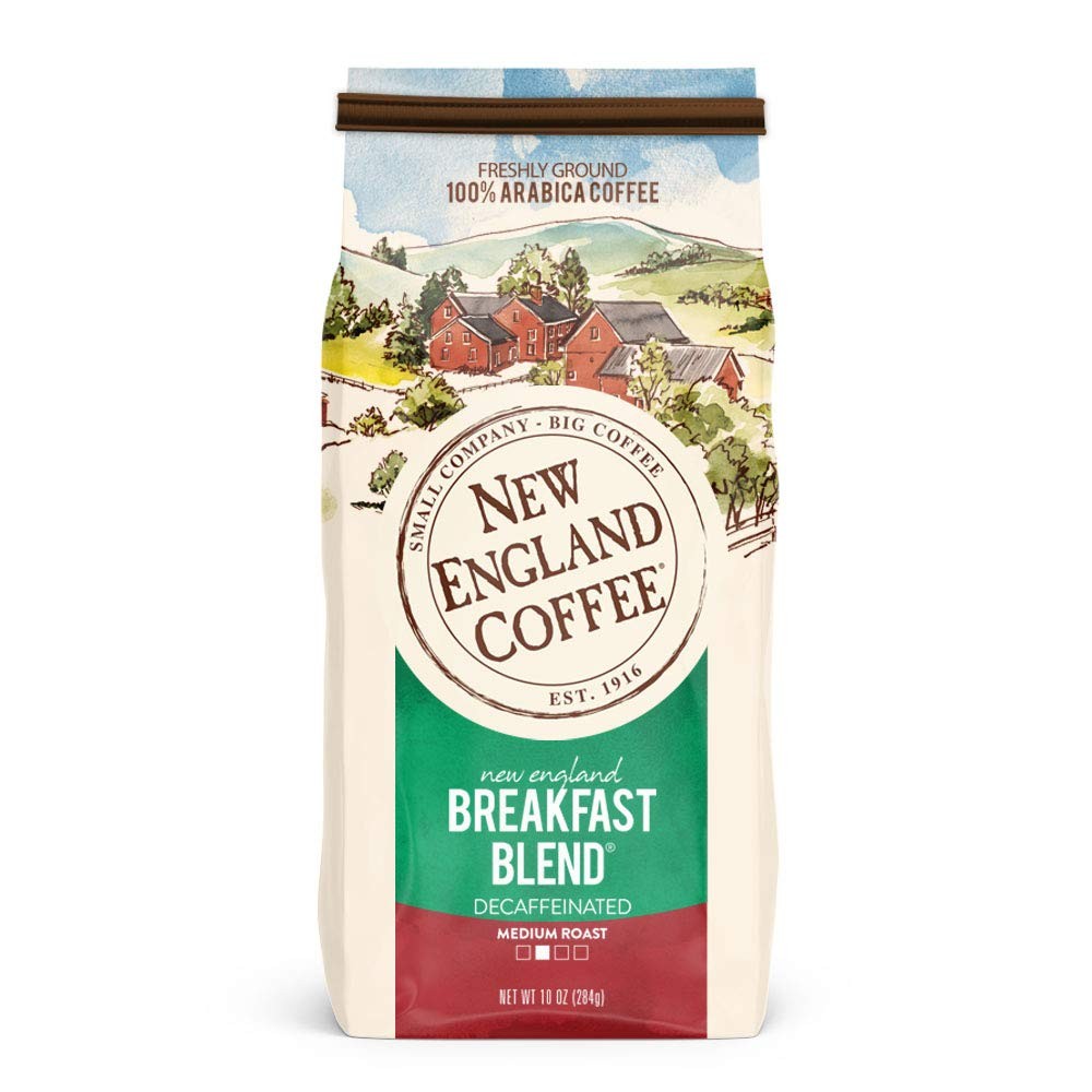 New England Coffee Breakfast Blend Decaffeinated Medium Roast Ground Coffee, 10o