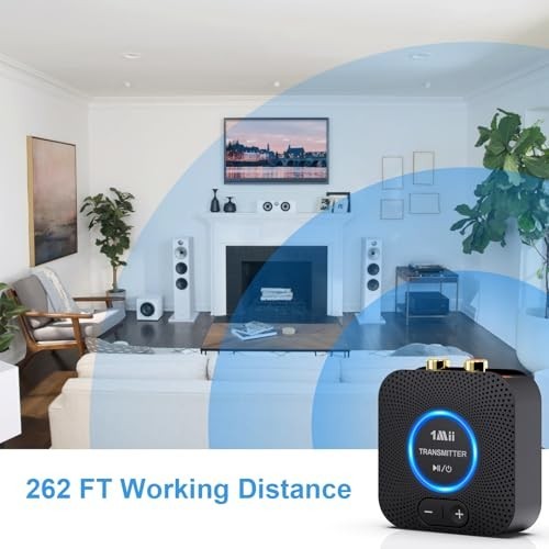 Wireless Audio Transmitter Receiver Set - 262Ft Long Range, Low Latency, AUX RCA