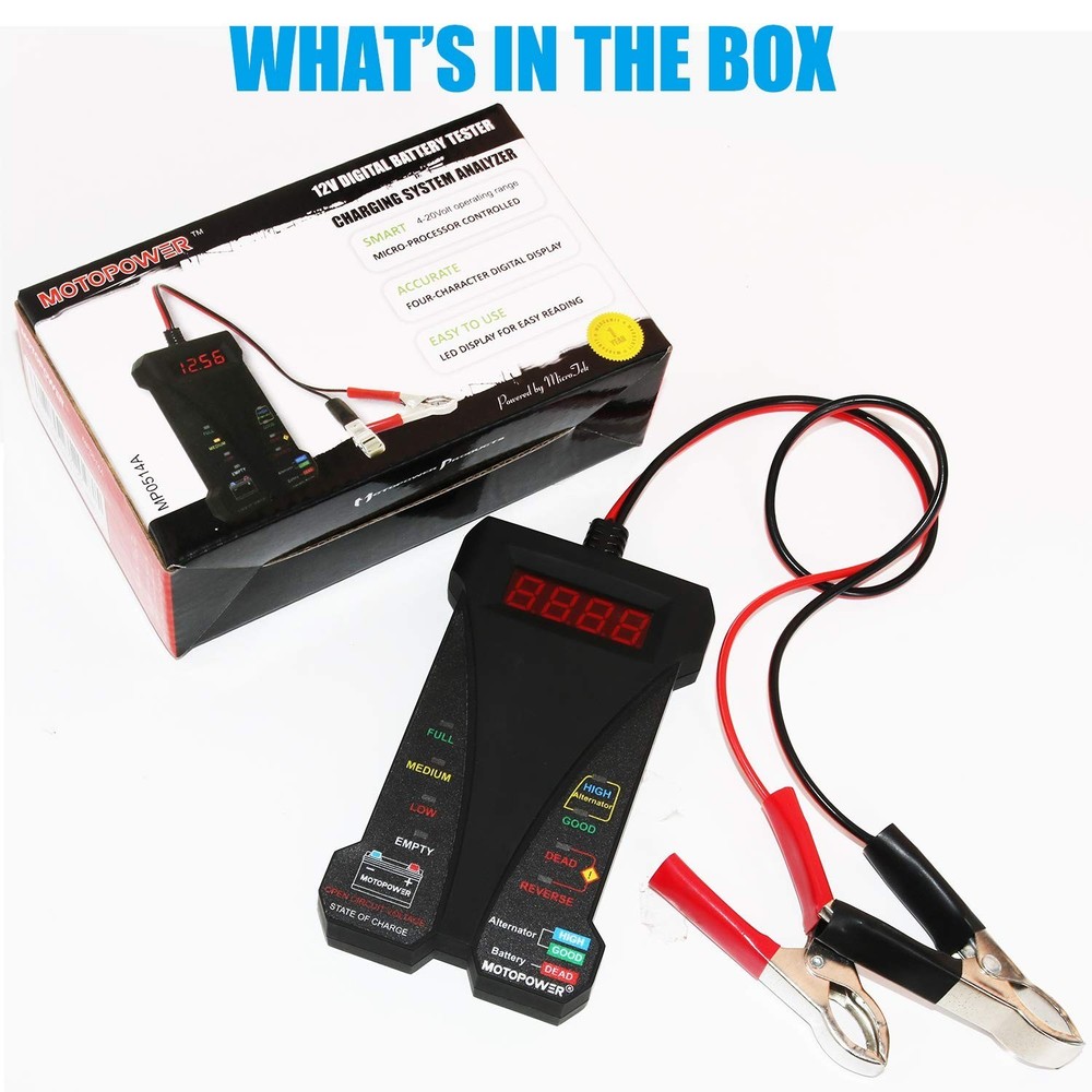 12V Digital Car Battery Tester Voltmeter and Charging System Analyzer with LC...