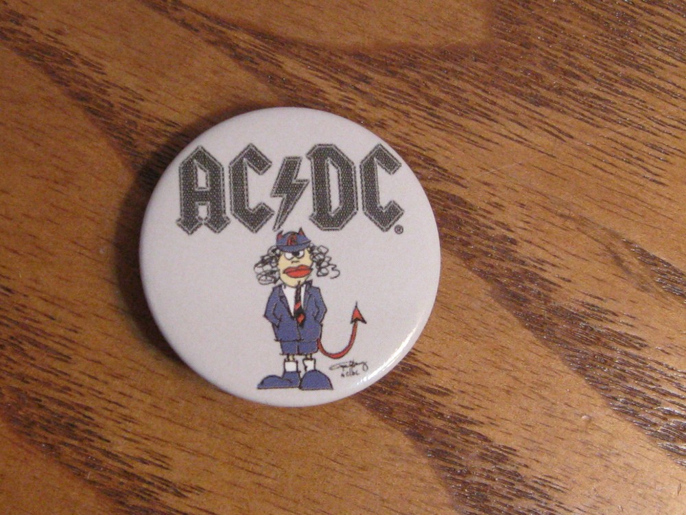 AC/DC Button - Pinback - White w/ Character - 2001