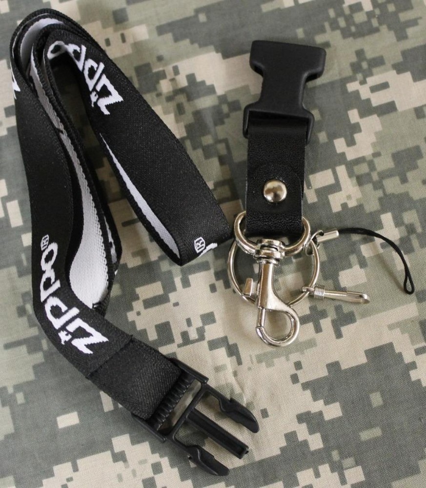 10 NOS Zippo Woven Flat Neck Strap, Removable Buckle, Key Ring & Accessory Clips