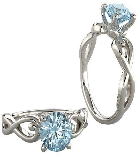 Sterling Silver Oval Cut Solitaire Ring Setting - Ribbon Style Ring Mounting