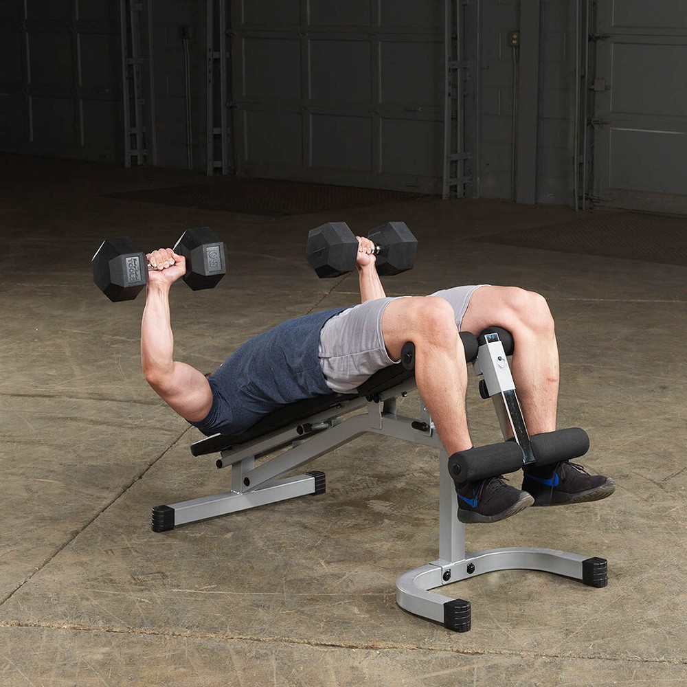 Powerline Adjustable Flat-Incline-Decline Bench with Leg Hold
