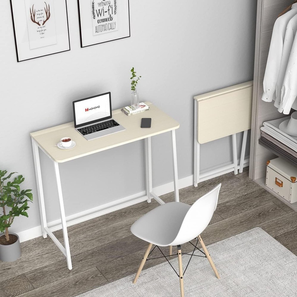 Small Foldable Desk 31.5" Computer Table Writing Workstation for Home Office
