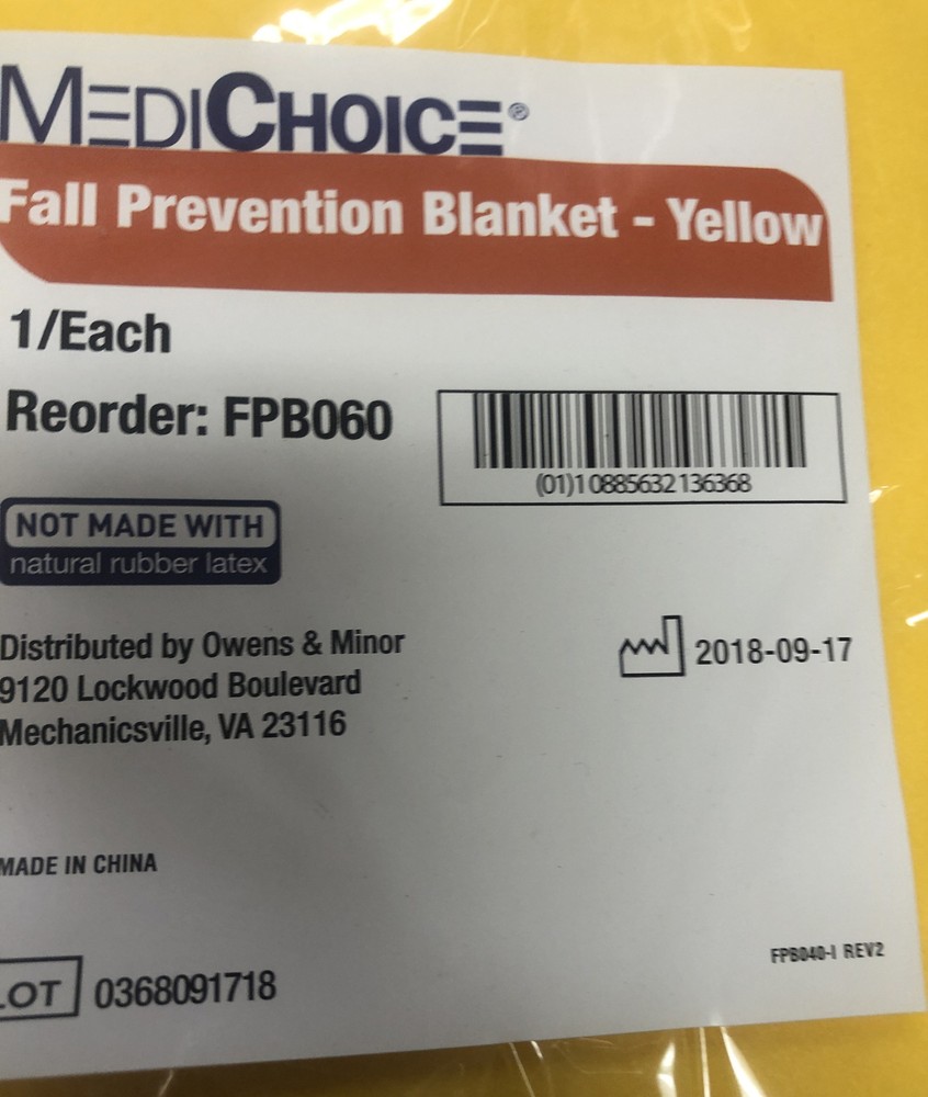 ONE Fall Prevention Blanket-Yellow LATEX FREE