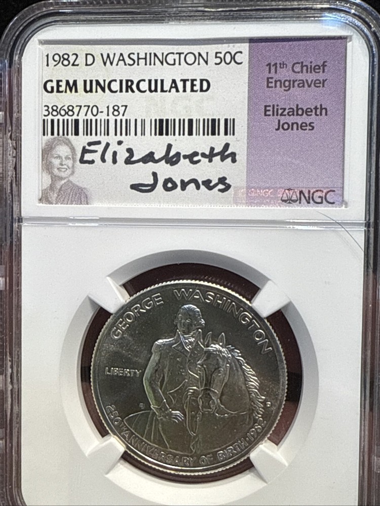 1982-D 50c Washington Commemorative Silver Half Dollar - Jones - NGC GEM UNC