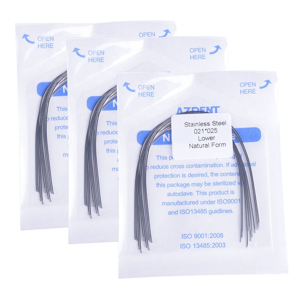 AZDENT Dental Orthodontic Arch Wires Stainless Rectangular Natural For Bracket