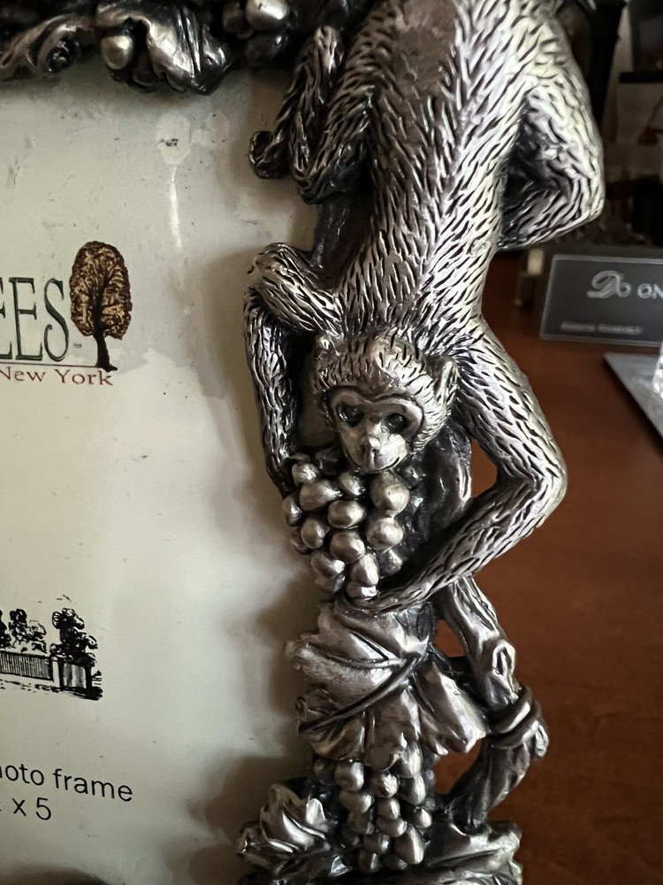 Sixtrees Pewter Picture Frame 5" X 3.5" Monkeys in trees/branches