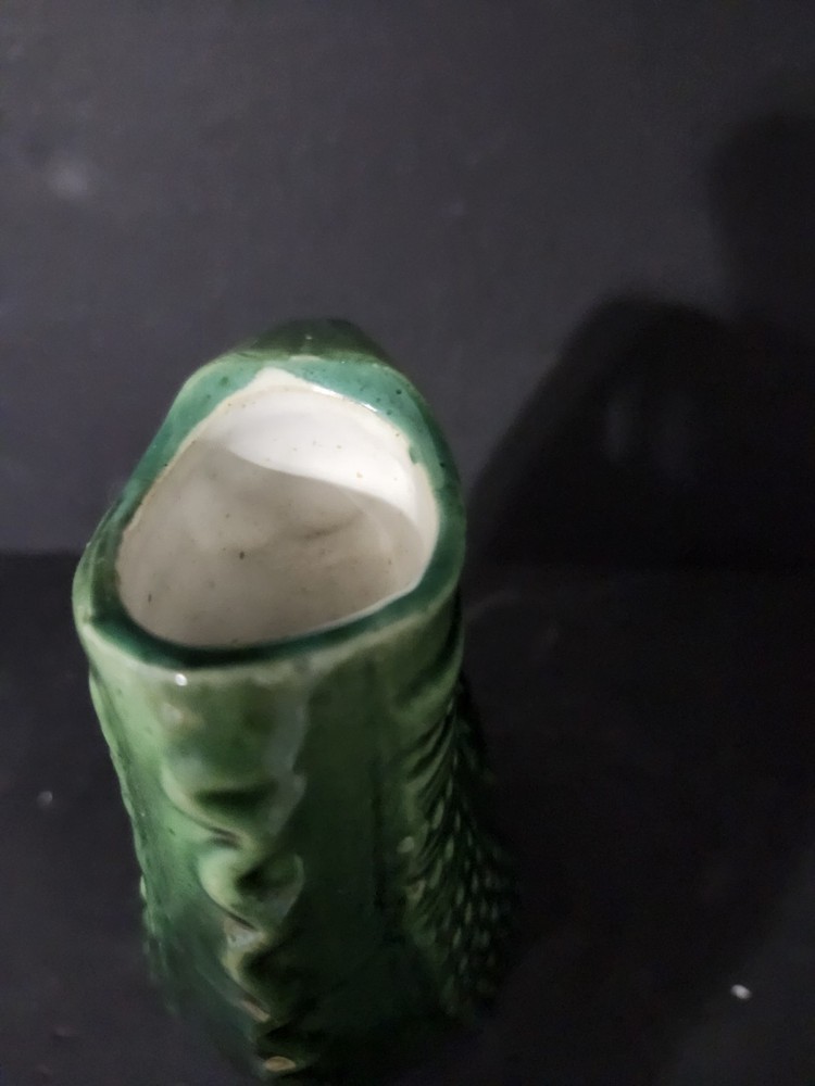 Dark Green Pitcher 8 Inches Tall Unique Handle Decorative Pottery
