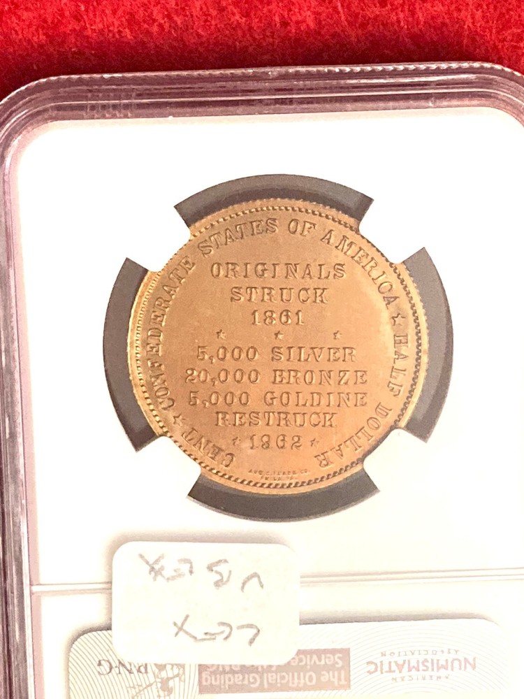 1962 CSA BRONZE BASHLOW RESTRIKE CONFEDERATE HALF DOLLAR NGC MS67RB