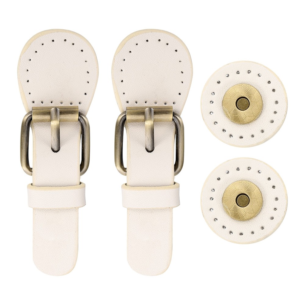 Leather Snap Buckles Snap Button Closure, 2 Pcs Magnetic Snaps, Light Khaki