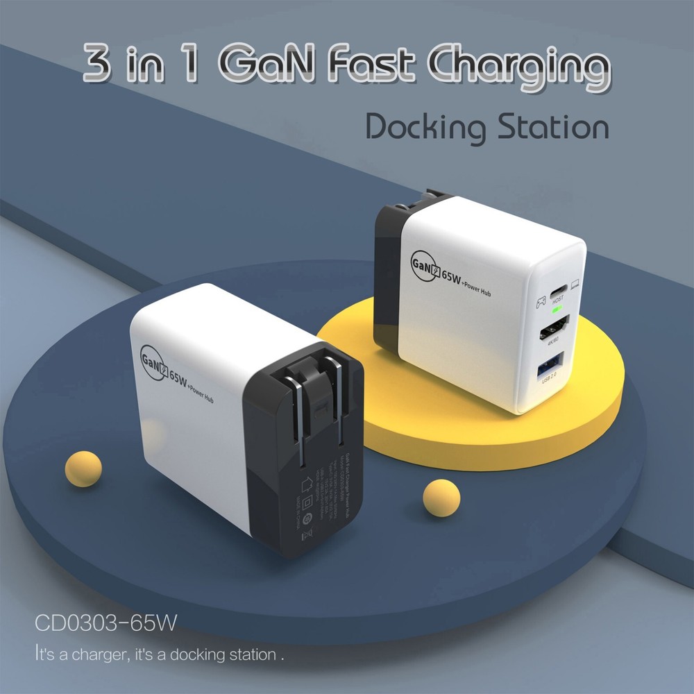 65W GaN Switch Dock Stations for Nintendo Switch Steam Deck Power Adapter Hub