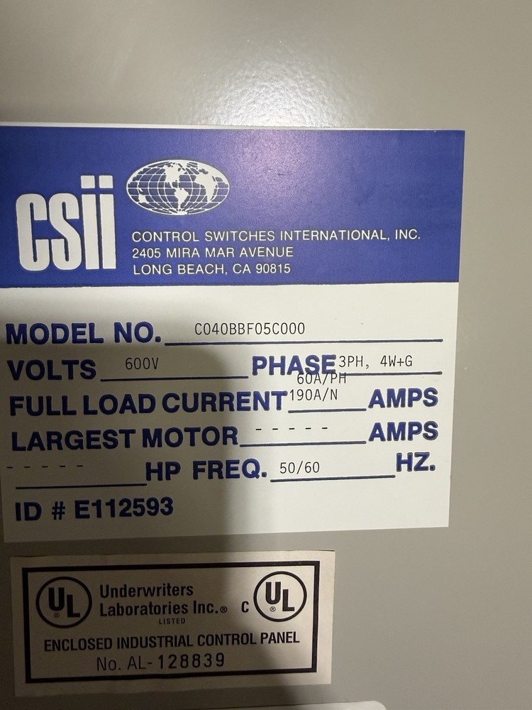 CSII Maintenance Bypass Cabinet 600V 3PH