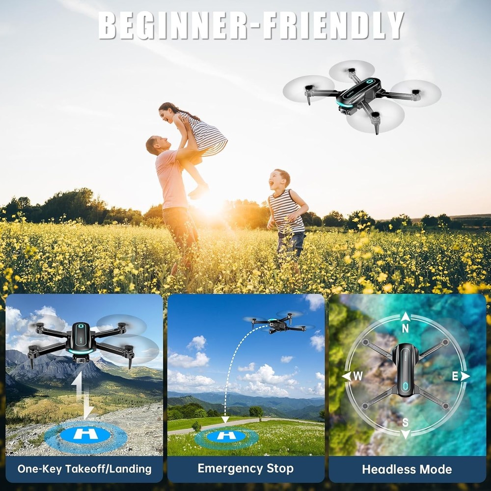 Foldable Drone with 1080P Camera, 2 Batteries, App & Remote Control