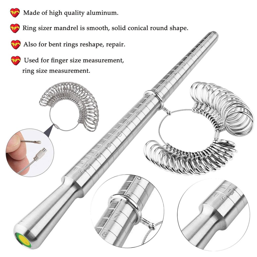 PHYHOO Rould Ring Mandrel Metal Sizer Gauge Set 3pcs-ring sizer tool