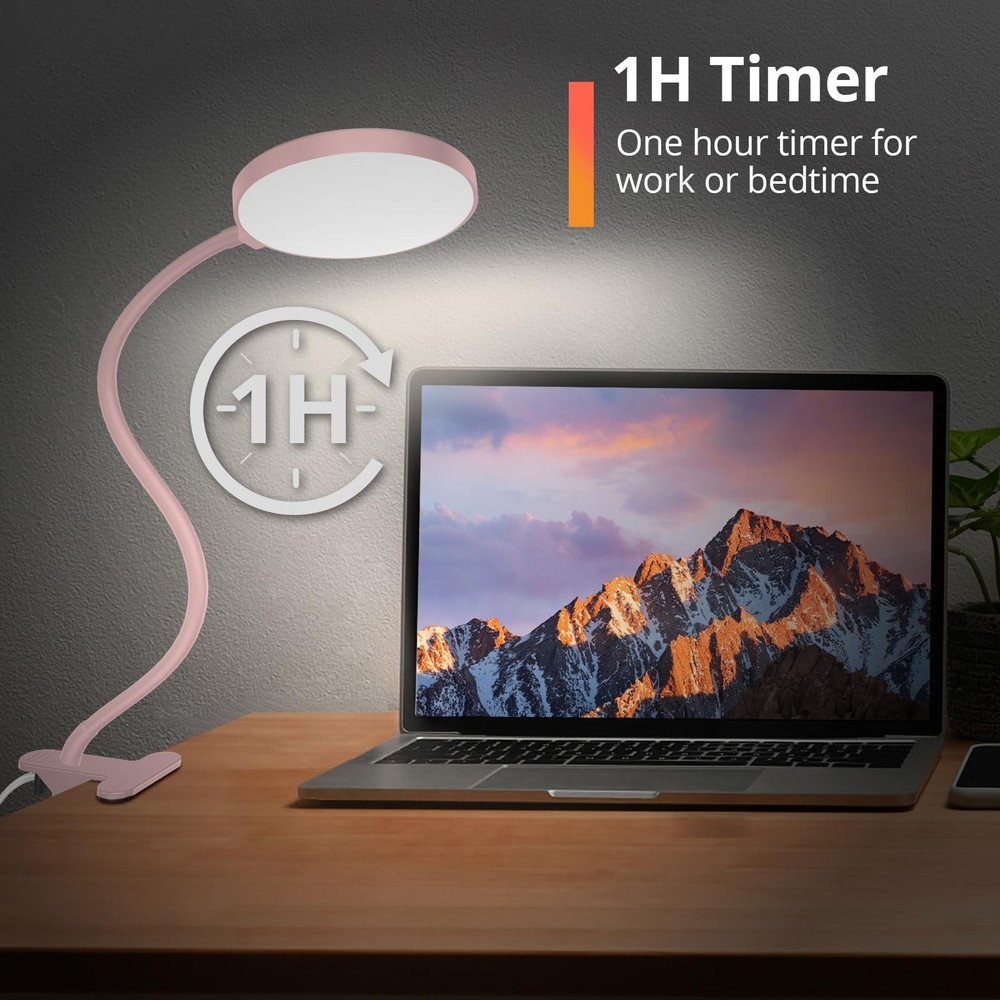 Reading Light with Remote, LED Desk Lamp Clip on [1H Timer & Nightlight] RA 9...