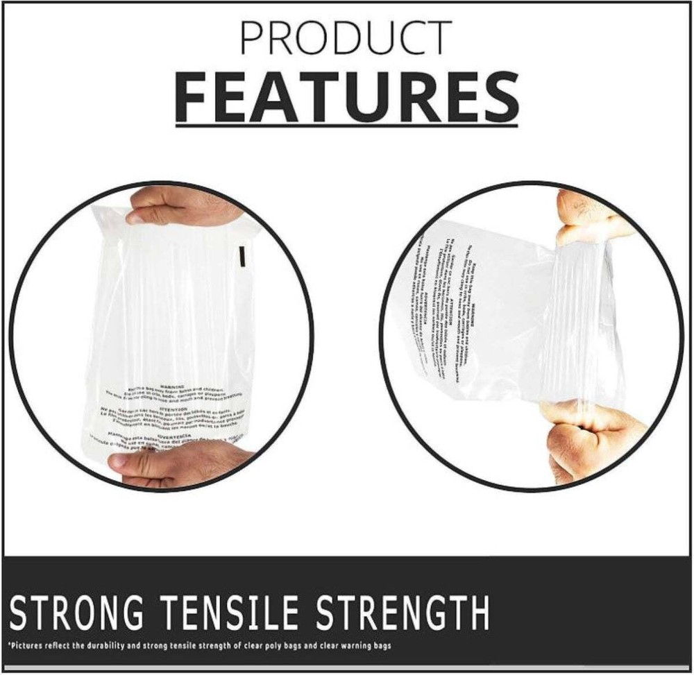 5x7" Clear Self Sealing Plastic Bag Suffocation Warning Poly Mailers, 500 Pack