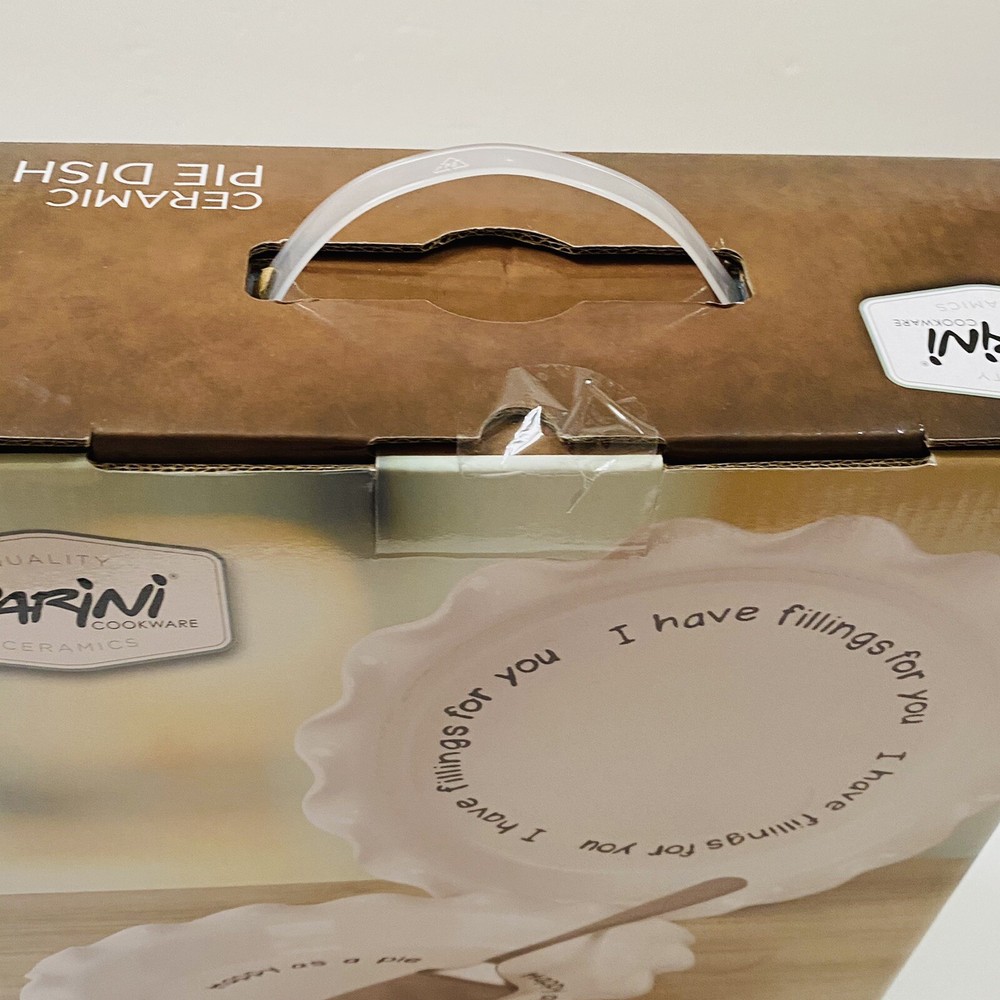 Parini Cookware White Ceramic Bakeware Pie Dish set happy as a pie dish set