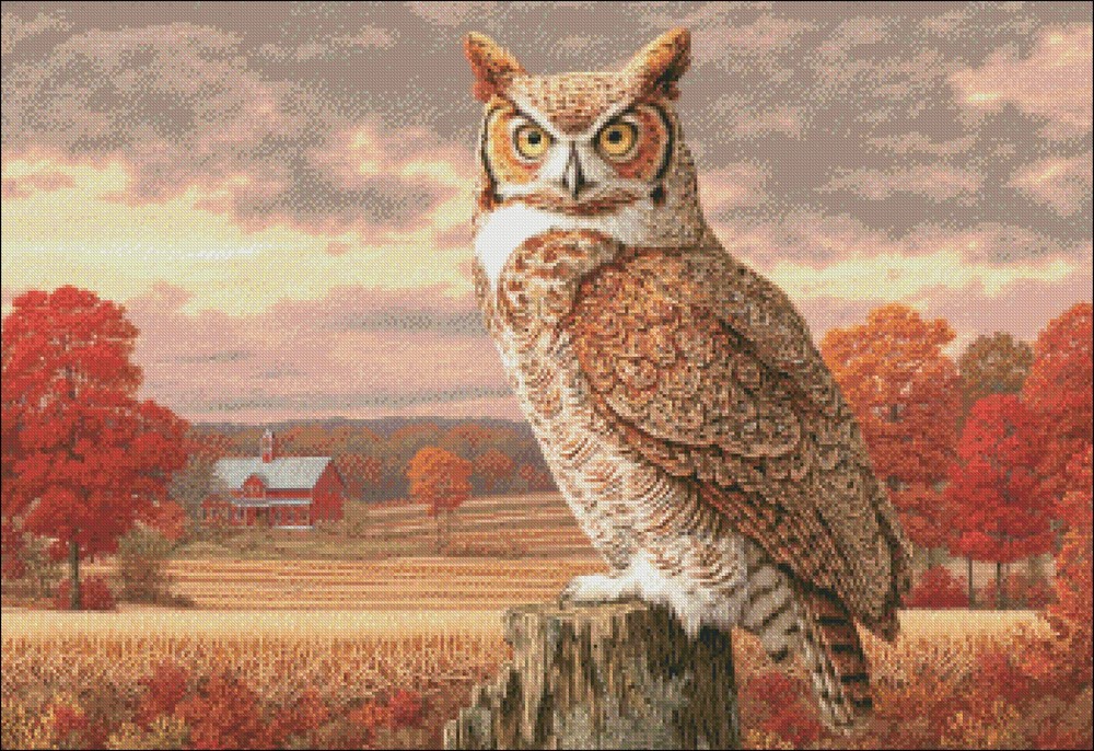 Autumn Sentinel 2 - Chart Counted Cross Stitch Patterns Needlework DMC Color