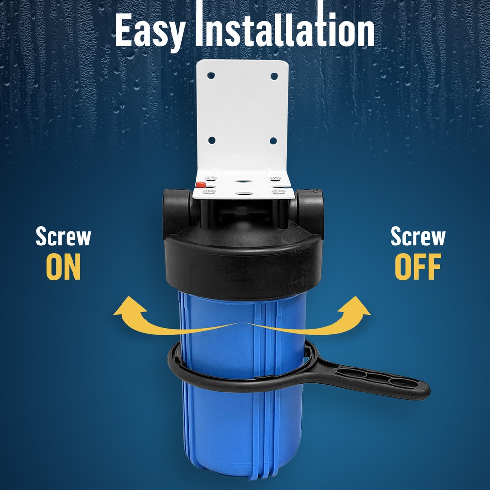 2 Blue High Capacity 10 x 4.5” Whole House Filter Purifier System 1” Brass Port