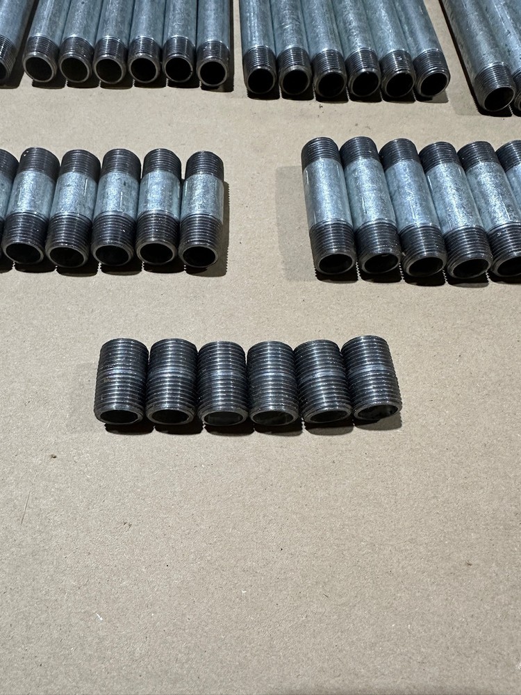 66x Pack Pipe Nipple Assorted Galvanized Steel 3/8" Dual Thread Multiple Sizes