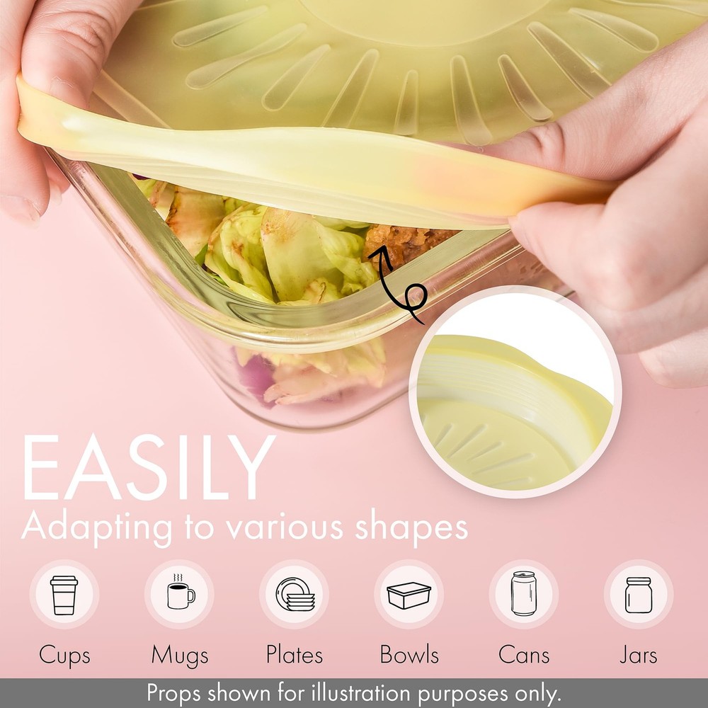 Reusable Silicone Stretchable Lids – 6‐Piece Multicolor Food