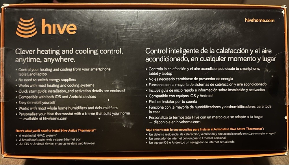 Hive Active Thermostat HVAC Heating/Cooling Control w/ Smart Phone iOS Android