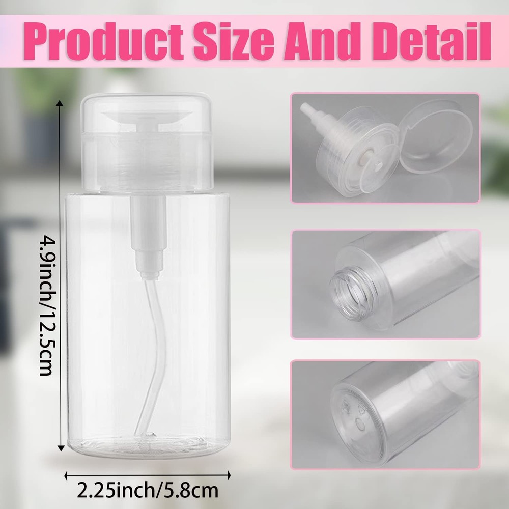 3 Pack Push Down Pump Dispenser Empty Push Top Bottles Containers for Nail Po...