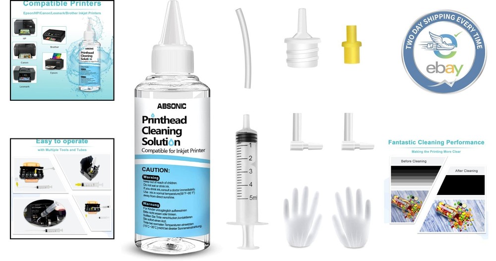 100mL Printer Head Cleaner - Universal Inkjet Cleaning Solution for All Models