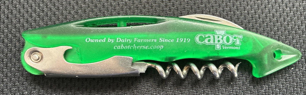 Cabot Cheese Corkscrew Wine Opener Bartenders Tool Advertising