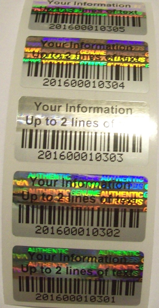 1500 BCc Custom Print BARCODE Security Hologram Tamper Evident Label Stickers
