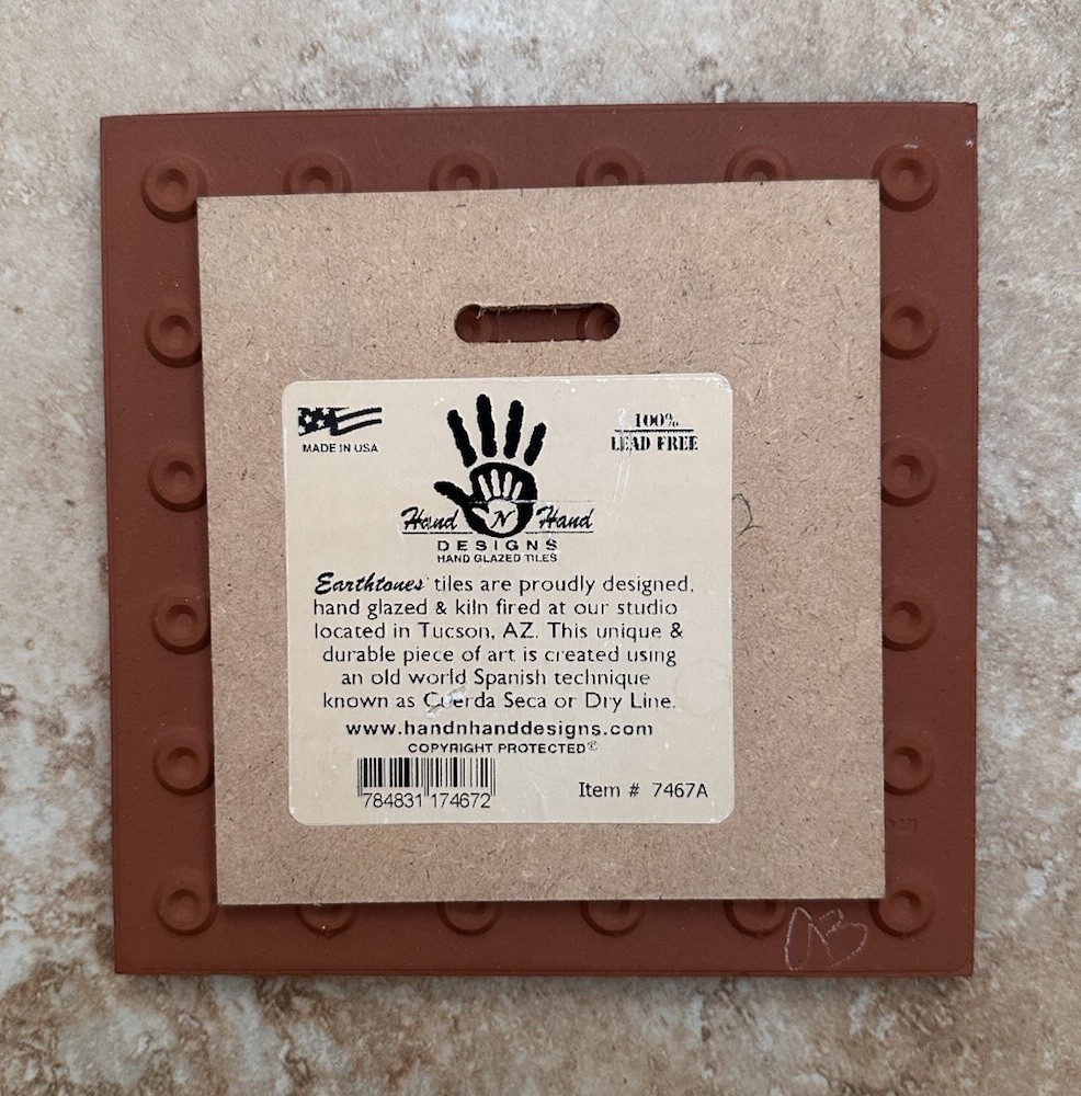 Hand-N-Hand Designs Earthtones Trivet Tile- Bone Appetit, 6"