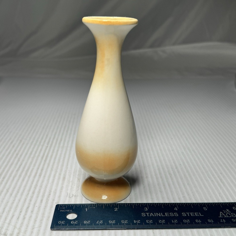Hand Painted Yellow And Creme Bud Vase 6”