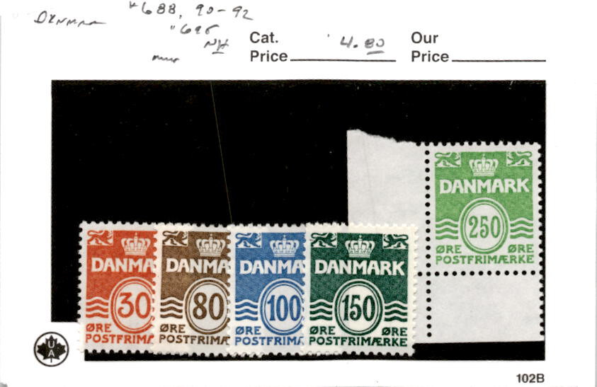 Denmark, Postage Stamp, #688, 690-692, 695 Mint NH, 1981 (AB)