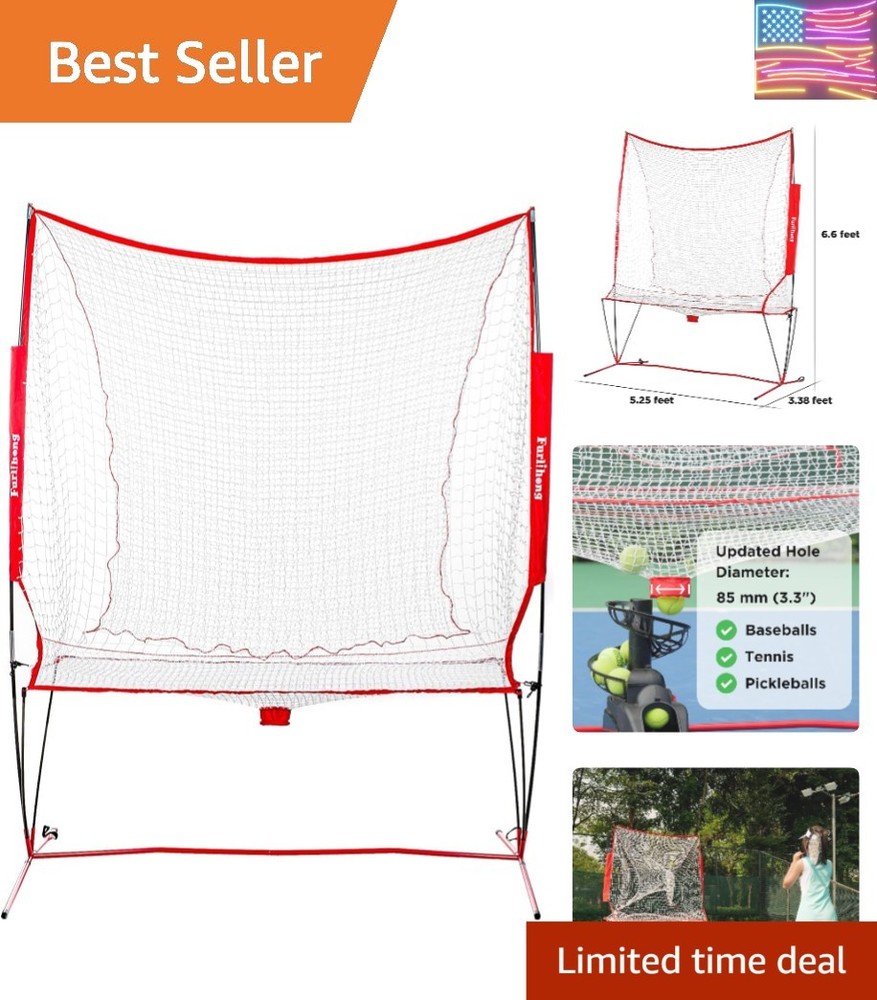 NT01 Baseball & Tennis Ball Recycling System Net, 6 x 7ft, Portable Polyester...