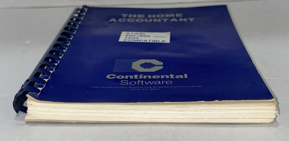The Home Accountant Software Manual For Atari Computer Continental Software 1983