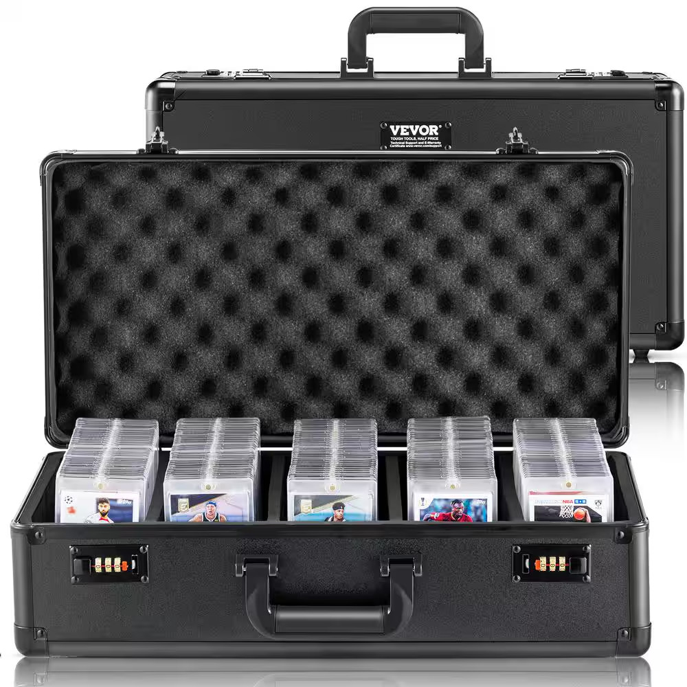 Graded Card Storage Box 5-Slots Black Picture Frame Carrying Case with Coded Loc