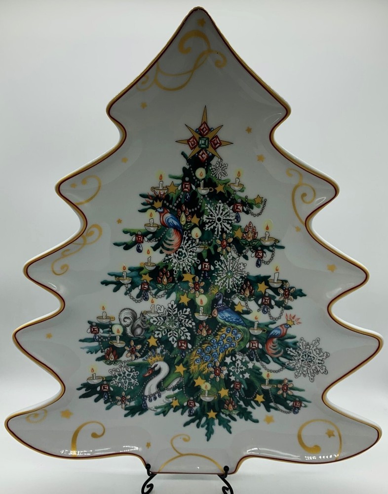 WILLIAMS SONOMA Twas Night Before Christmas FIGURAL TREE SERVING PLATTER