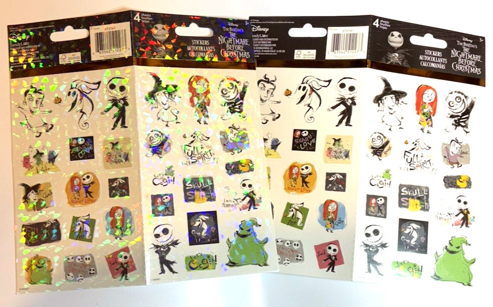 Nightmare Before Christmas Sticker Sheet Standard, & Holographic - 4 Sheets