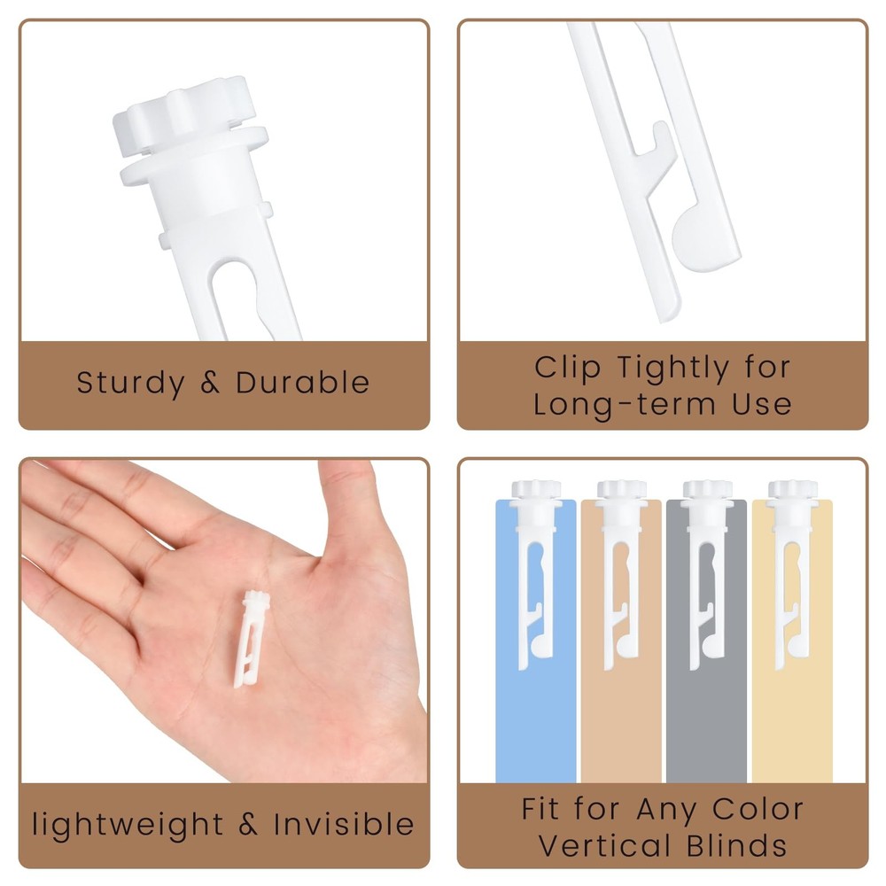 Vertical Blind Stem Replacement - 12 Pcs White Plastic Clips for Vanes