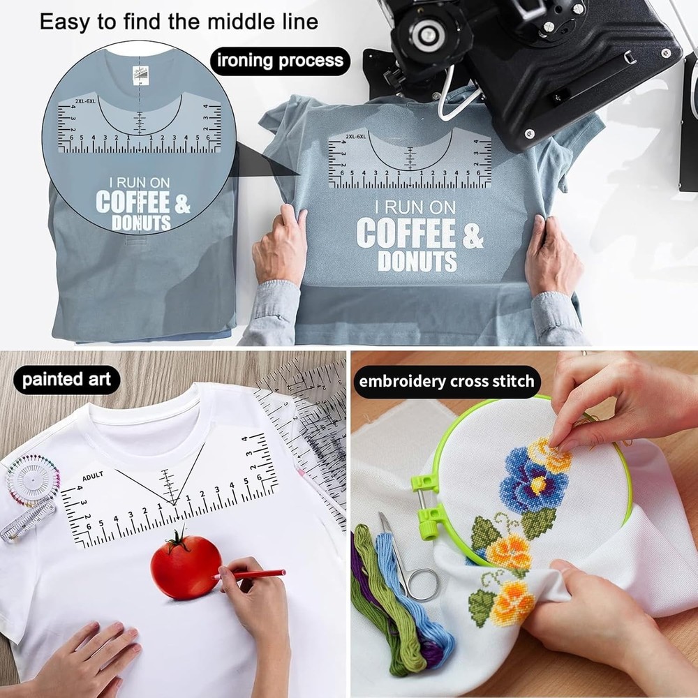 Versatile 5-Piece T-Shirt Ruler Set for DIY Vinyl Alignment & Crafting Projects