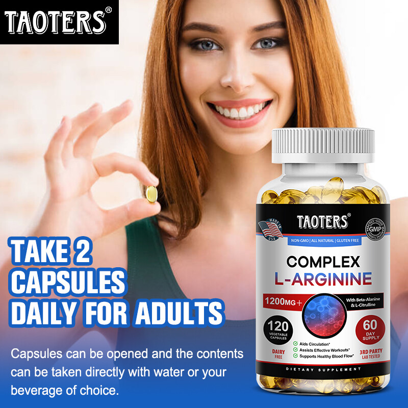 L-Arginin Complex 1200 MG, Extra Strength Nitric Oxide &Circulation Boost,60/120