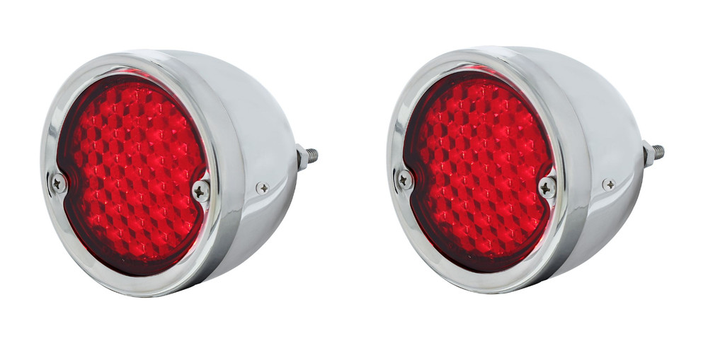 Pair LED Tail Light Assemblies For 54-59 Chevy Stepside Truck Stainless Housing