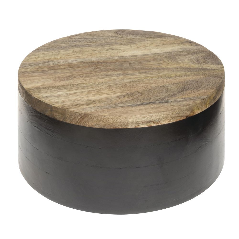 HUBERT Round Black Mango Wood Riser - 12"Dia x 5"H